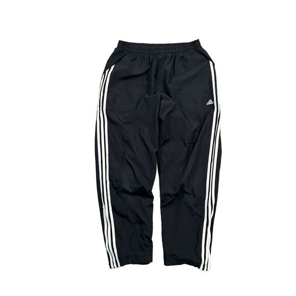 Adidas Other - Vintage Adidas Black Nylon Three Strip Baggy Track Pants